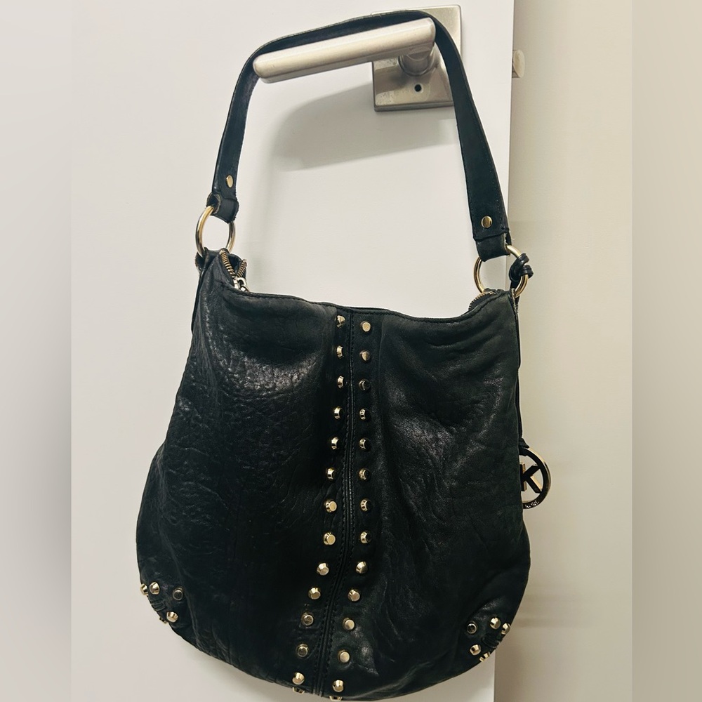 MICHAEL Michael Kors - Gold Studded Leather shoulder & cross-body handbag